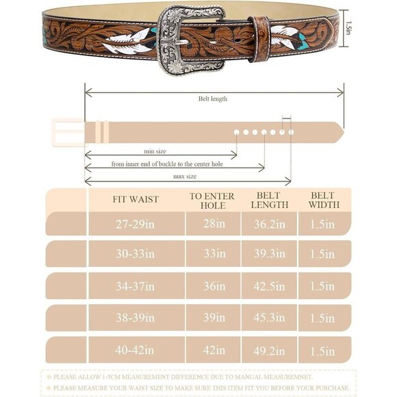Western Cowgirl Belt PU Leather Removable Buckle for Women Men Rodeo main image 5